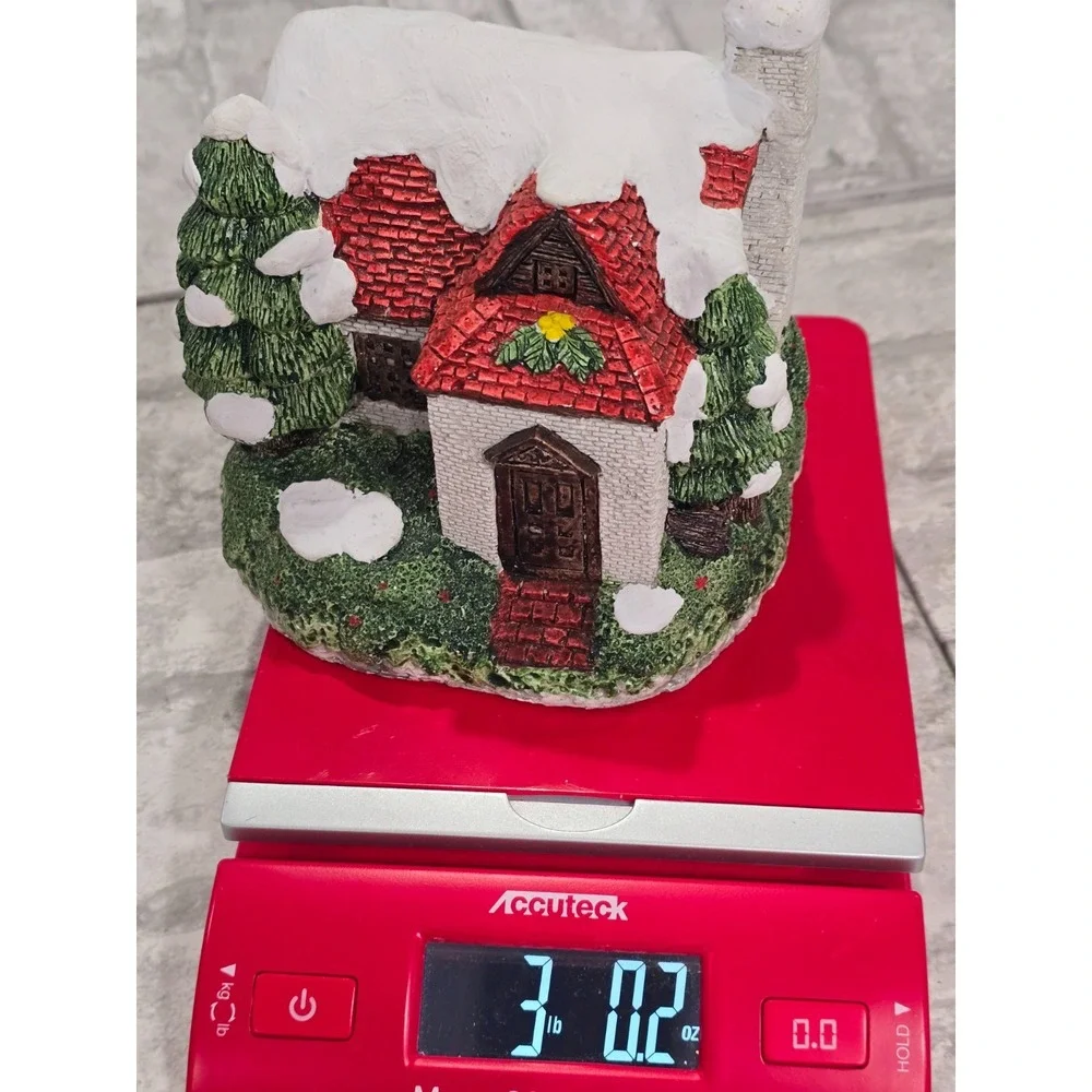 O'Well China Red Barn Silo Christmas Village House 1997 w/ white brick‎ house